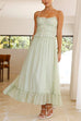 Febedress Frill Trim Lace Up Ruched Maxi Cami Dress