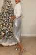 Febedress Elastic Waist Christmas Sequin Midi Skirt