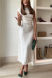 Febedress Mockneck Sleeveless Side Ruched Midi Dress