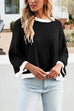 Febedress Crewneck Drop Shoulder Color Block Knit Sweater