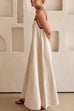 Febedress Adjustable Strap Backless Cotton Linen Maxi Dress