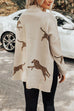 Febedress High Neck Side Slit Cheetah Pattern Sweater