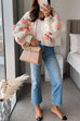 Febedress Button Down Flower Applique Sweater Cardigan