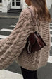 Febedress Round Neck Oversized Cable Knit Sweater