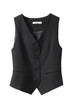 Febedress V Neck Button Up Pocketed Blazer Vest