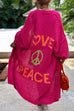 Febedress Open Front Love and Peace Pattern Long Sweater Cardigan(in 5 Colors)