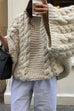 Febedress Round Neck Oversized Cable Knit Sweater