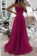 Febedress Spaghetti Strap Glittering Tulle Maxi Party Dress