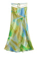 Febedress Tie Waist High Slit Tie Dye Maxi Skirt