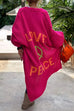 Febedress Open Front Love and Peace Pattern Long Sweater Cardigan(in 5 Colors)