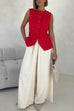 Febedress Elastic Waist Wide Leg Cotton Linen Palazzo Pants