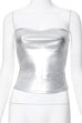 Febedress Strapless Metallic Crop Tube Top