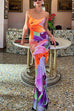 Febedress Spaghetti Strap Floral Print Bodycon Maxi Holiday Dress