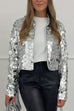 Febedress Open Front Cropped Sequin Jacket