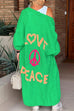 Febedress Open Front Love and Peace Pattern Long Sweater Cardigan(in 5 Colors)