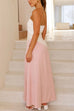 Strapless Tube Color Block Pocketed Maxi Dress