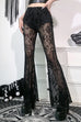 Febedress Elastic Waist Bell Bottomed Mesh Lace Pants