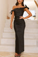 Febedress Bow Knot Off Shoulder Maxi Party Dress