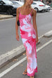 Febedress Spaghetti Strap Floral Print Bodycon Maxi Holiday Dress