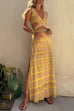 Febedress V Neck Cut Out Side Split Tie Dye Maxi Dress