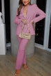 Febedress One Button Pocketed Blazer and Straight Leg Pants Power Suit Set