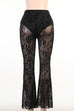 Febedress Elastic Waist Bell Bottomed Mesh Lace Pants