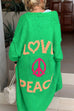 Febedress Open Front Love and Peace Pattern Long Sweater Cardigan(in 5 Colors)