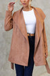 Febedress Collared Open Front Faux Suede Coat with Belt