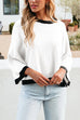 Febedress Crewneck Drop Shoulder Color Block Knit Sweater