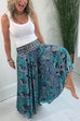 Febedress Elastic Waist Wide Leg Palazzo Printed Casual Pants