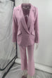 Febedress One Button Pocketed Blazer and Straight Leg Pants Power Suit Set