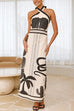 Febedress Palm Canyon Print Criss Cross Halter Maxi Dress