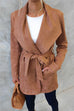 Febedress Collared Open Front Faux Suede Coat with Belt