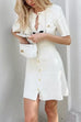 Febedress Short Sleeves Button Down Mini Knit Dress