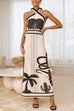 Febedress Palm Canyon Print Criss Cross Halter Maxi Dress