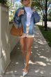 Febedress Vintage Button Down Pocketed Denim Jacket