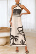 Febedress Palm Canyon Print Criss Cross Halter Maxi Dress