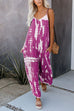 Febedress Scoop Neck Pocketed Tie Dye Wide Leg Cami Jumpsuit