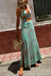 Febedress V Neck Sleeveless Cut Out Waist Side Slit Tie Dye Maxi Dress