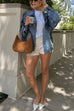 Febedress Vintage Button Down Pocketed Denim Jacket