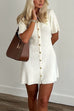 Febedress Short Sleeves Button Down Mini Knit Dress