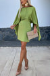 Febedress Open Back Batwing Sleeves Waisted Mini Dress