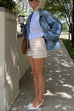 Febedress Vintage Button Down Pocketed Denim Jacket