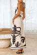 Febedress Palm Canyon Print Criss Cross Halter Maxi Dress