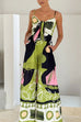 Febedress Tie Front Cut Out Wide Leg Printed Cami Jumpsuit