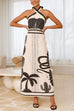 Febedress Palm Canyon Print Criss Cross Halter Maxi Dress