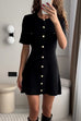 Febedress Short Sleeves Button Down Mini Knit Dress