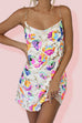 Febedress Chain Strap Backless Sequin Floral Mini Cami Dress