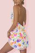 Febedress Chain Strap Backless Sequin Floral Mini Cami Dress