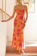 Spaghetti Strap Twist Backless Floral Print Maxi Dress